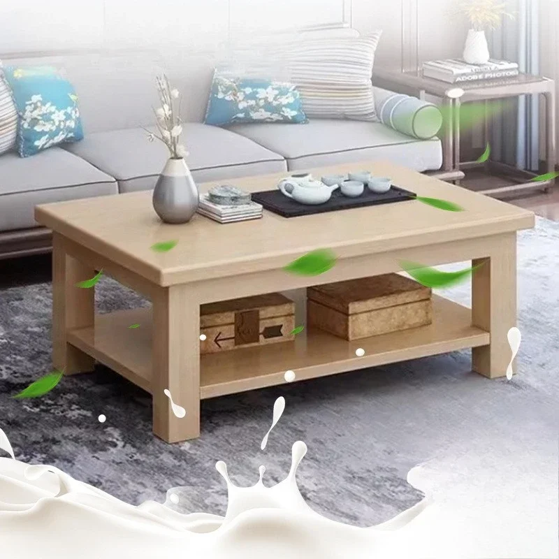 Solid wood coffee table New Chinese-style small apartment Double-layer storage tea small table Office living room Pine home tea