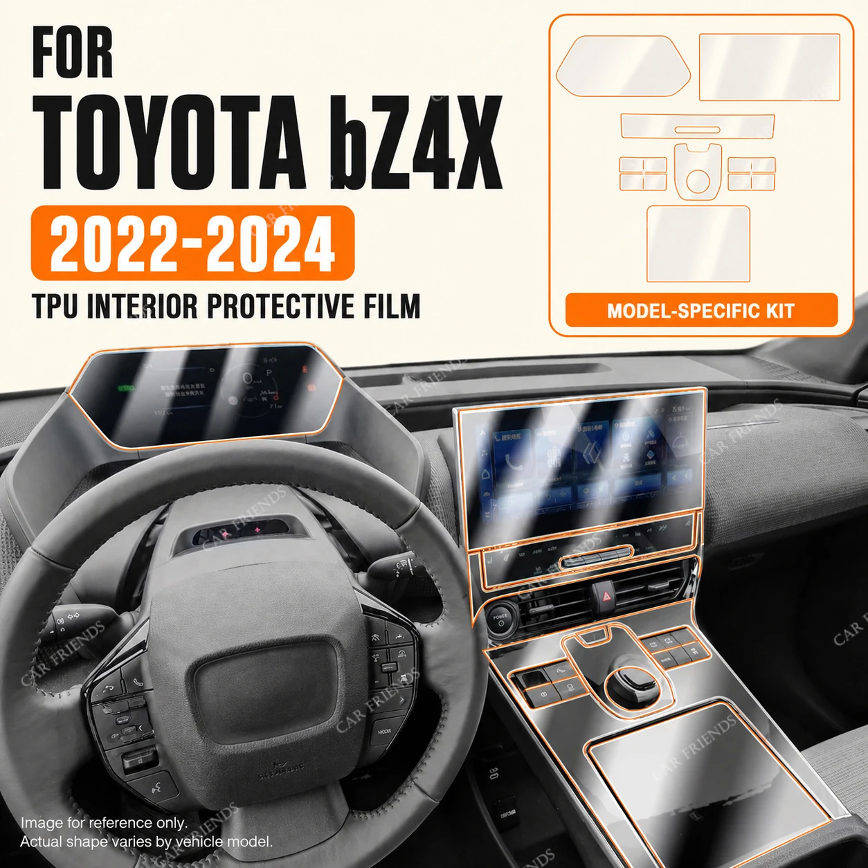 For Toyota bZ4X 2022-2024 Transparent TPU Interior Protective Film Dashboard Screen Anti-Scratch