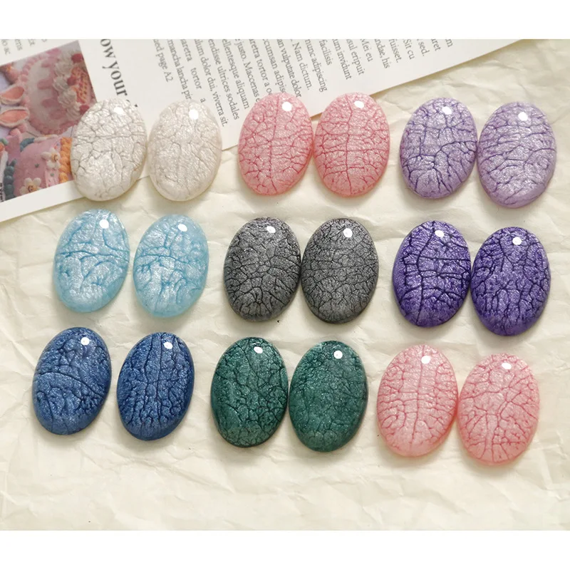 Wholesale 100pcs/lot color crack pattern effect geometry ovals shape resin cabochon beads diy jewelry earring.hair accessory