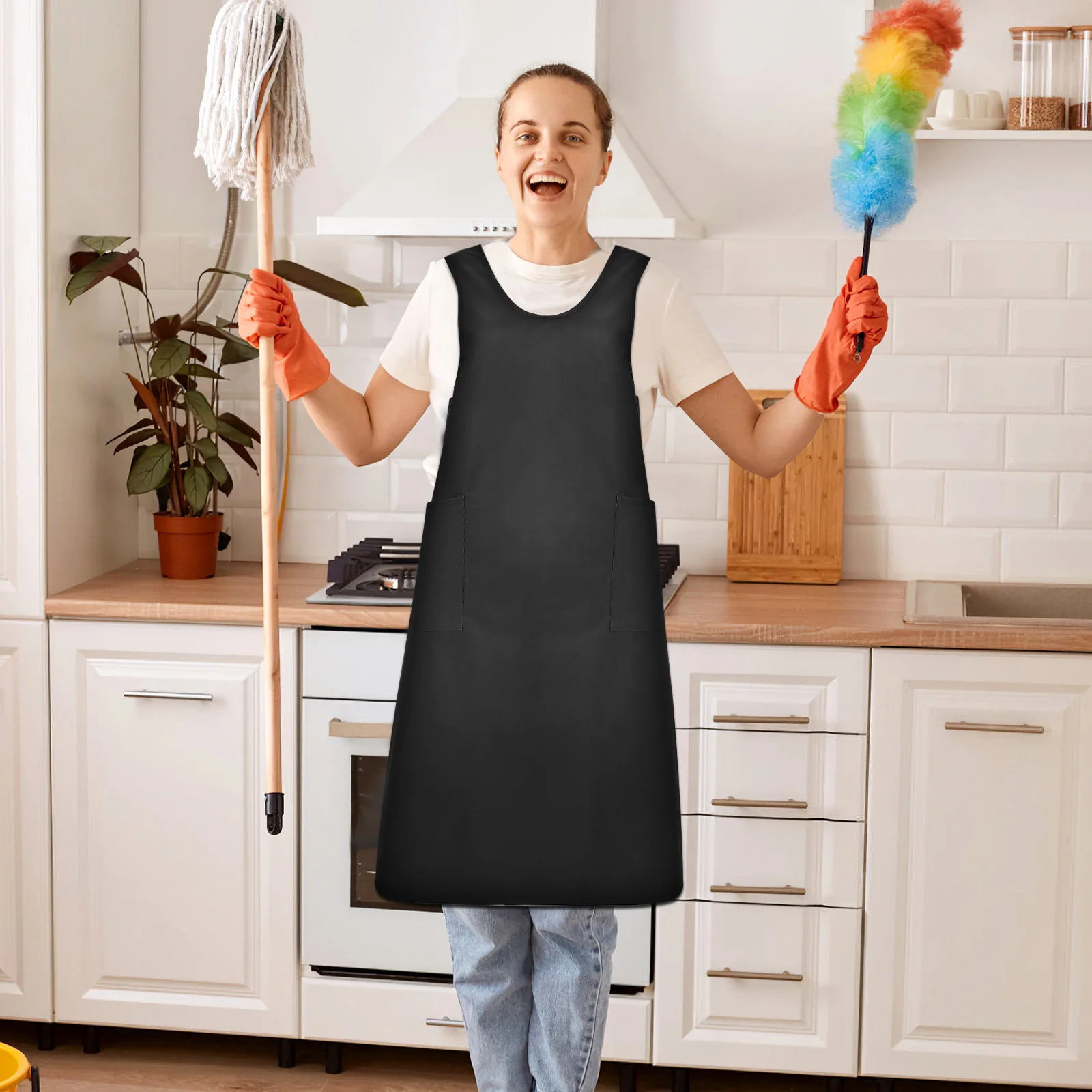 

1pc Barber Apron Hairdressing Uniform Lightweight Breathable Quick Dry Large Pocket Beauty Salon Coffee Shop Worker Men Women