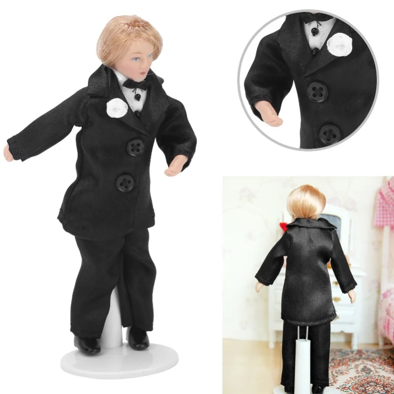 Maison de poupée marié Miniature porcelaine poupée marié 1/12 échelle maison de poupée accessoire de décoration