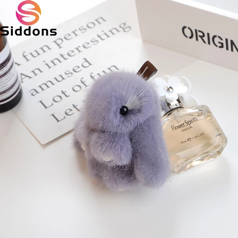 2024 New Mink Fur Bunny Fur Pendant Bag Jewelry Key Chain Plush Pendant Trumpet Cute Cute Rabbit Children Animal Cartoon Doll