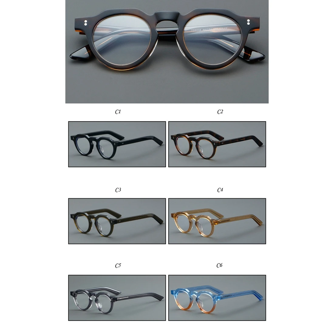 High Quality Titanium Acetate Retro Vintage Glasses for Men Women Optical Prescription Eyeglasses Round Circle Frame