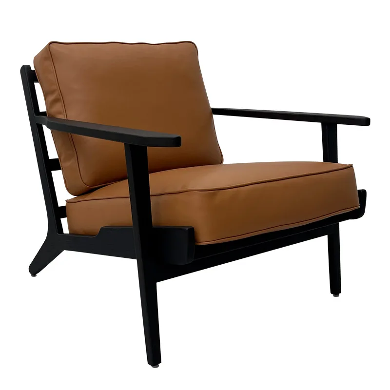 

Nordic solid wood single chair living room casual coffee reception chair