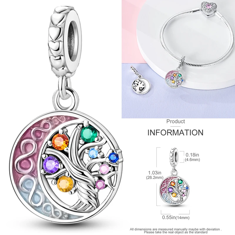 925 Sterling Silber Lebensbaum Anhänger Familie Unendlichkeit Herz CZ Zirkon Perle Passend für Original Armband DIY Schmuck Geschenk für Frauen – Detail 33