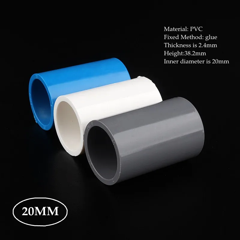 20mm PVC Pipe Straight Equal Connector 2 Way Joint Garden Irrigation Aquarium Supplies Fish Tank 1/2'' Inside diameter Adapter