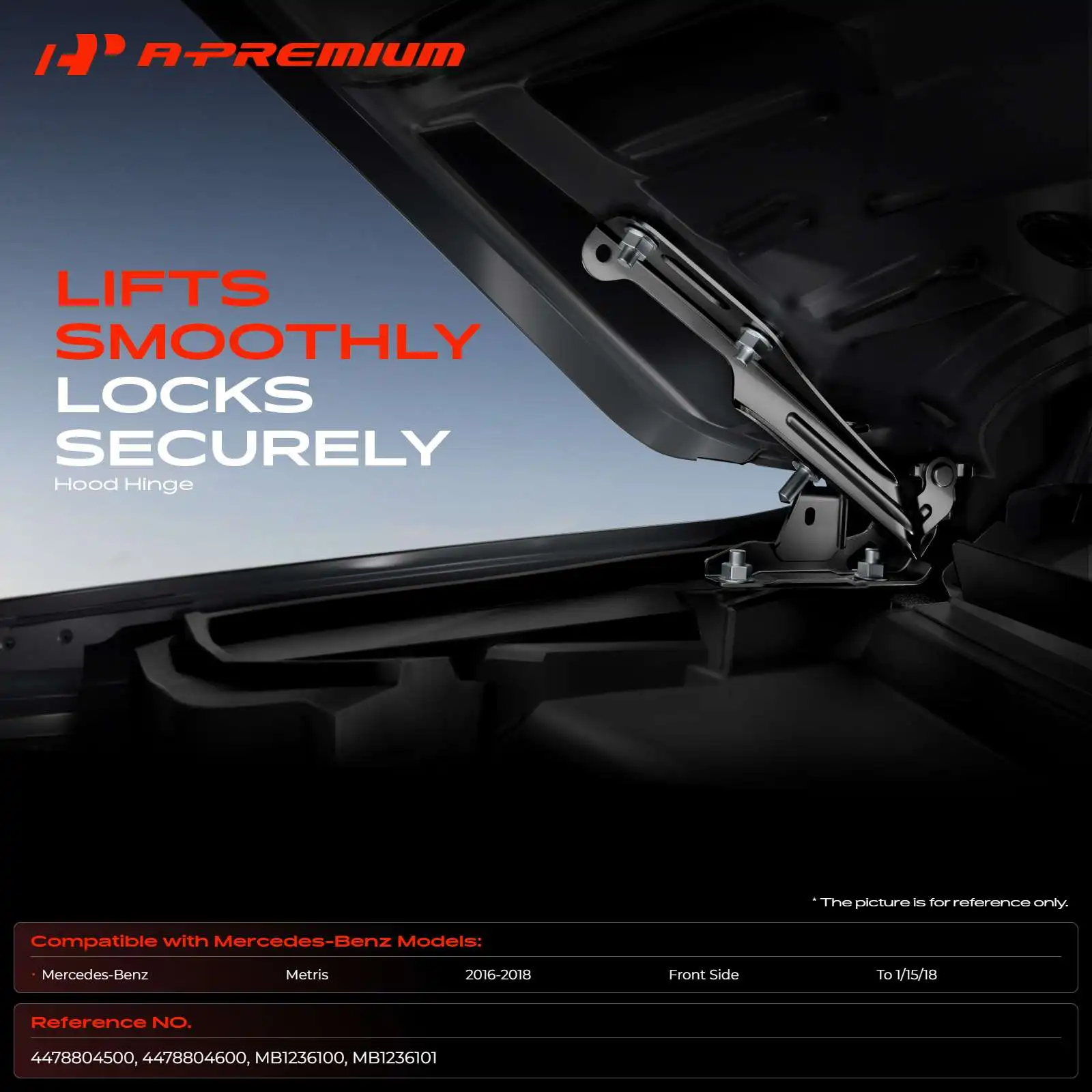 A-Premium Pair Front Driver & Passenger Side Hood Hinge for Mercedes-Benz Metris 2016-2018