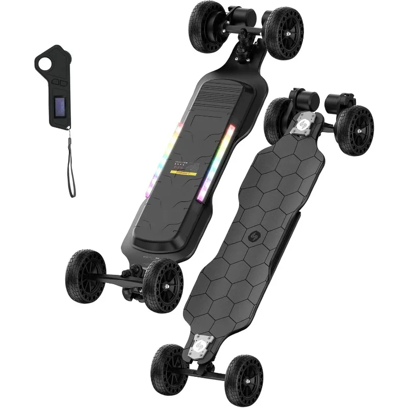 Skateboard elettrico fuoristrada con telecomando, motore brushless 3000W/1200W, velocità massima 32/30 Mph e portata 28/12 miglia, elettrico