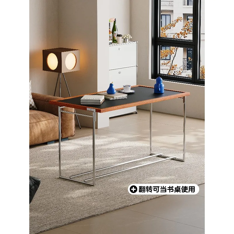

Living room small apartment i retro solid wood stainless steel tea table