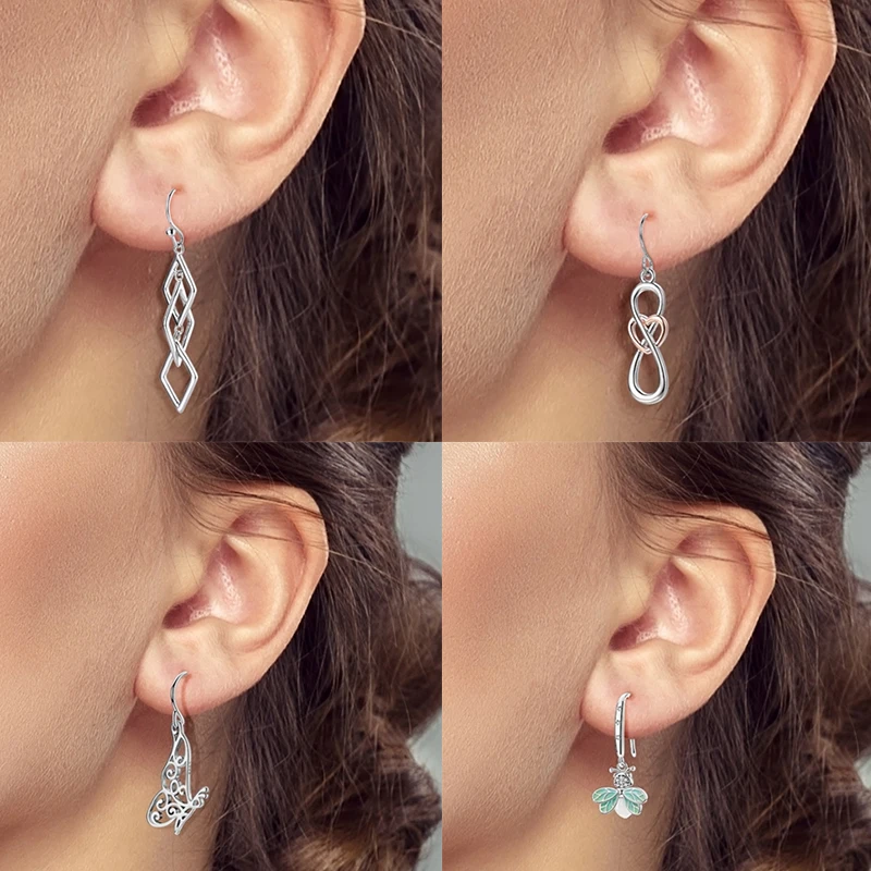 925 Sterling Silber Hängeohrringe Erdbeere Mond Kolibri Kleeblatt Libelle Ozean für Frauen Mädchen Geburtstag Schmuck Geschenk – Detail 4