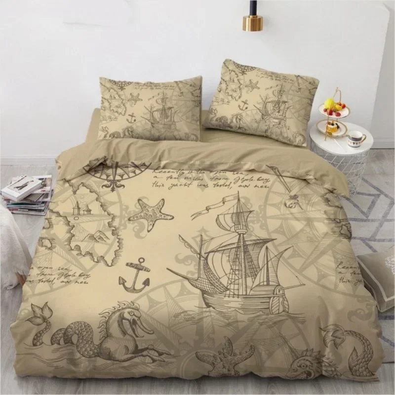 

Anchor Bedding Set Fashion Duvet Cover Nautical Anchor Boat Pirate Quilt Cover for Women Men Kids Teens Boys Bed Decoration