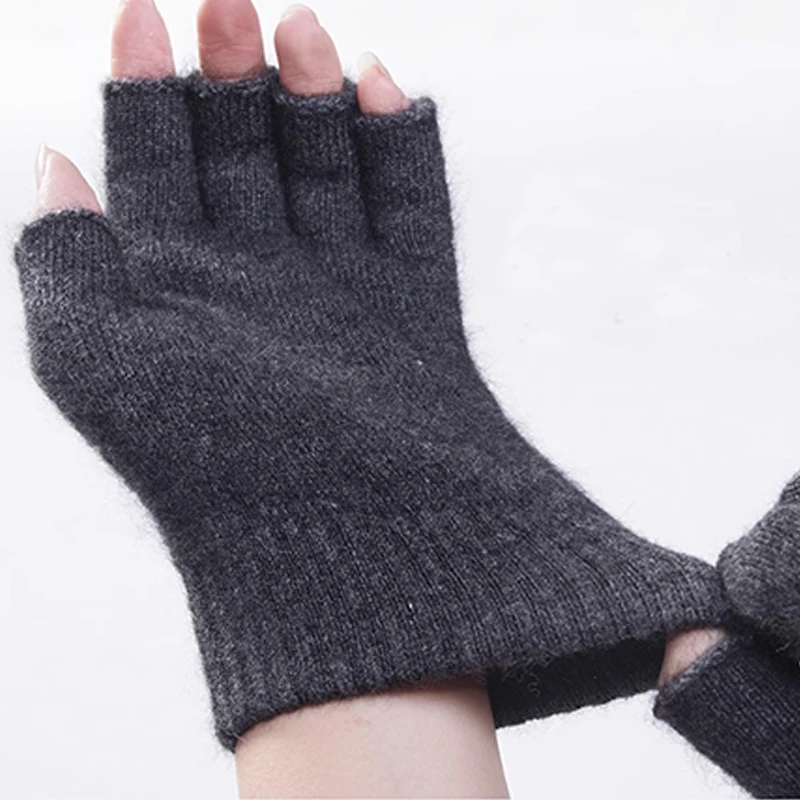 Kobiety Mężczyźni Half Finger Cashmere Glove Short Warm Soft Wool Knitted Wrist Mitten Winter Woolen Stretch Fingerless Gloves Boy Girl