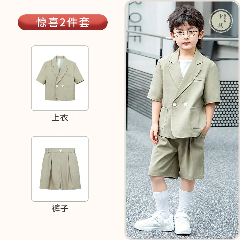 2026 new summer Baby Boys Clothes Set short sleeve Gentleman Top jacket cardigan + Pants Outfits Suit Teenager 2 4 8 10 12 year