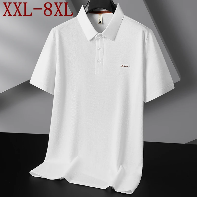 

Мужская рубашка поло 8XL 7XL, новинка 2026 года, летняя, класса люкс, дышащая, модная, с принтом, свободного кроя, с отложным воротником, camisetas hombre