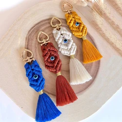 Macrame Tassel  Blue Turkish Evil Eye Key Chain  Lucky Eye Keychain for Women Men Jewelry Pendant Bag Accessories Handmade Gift