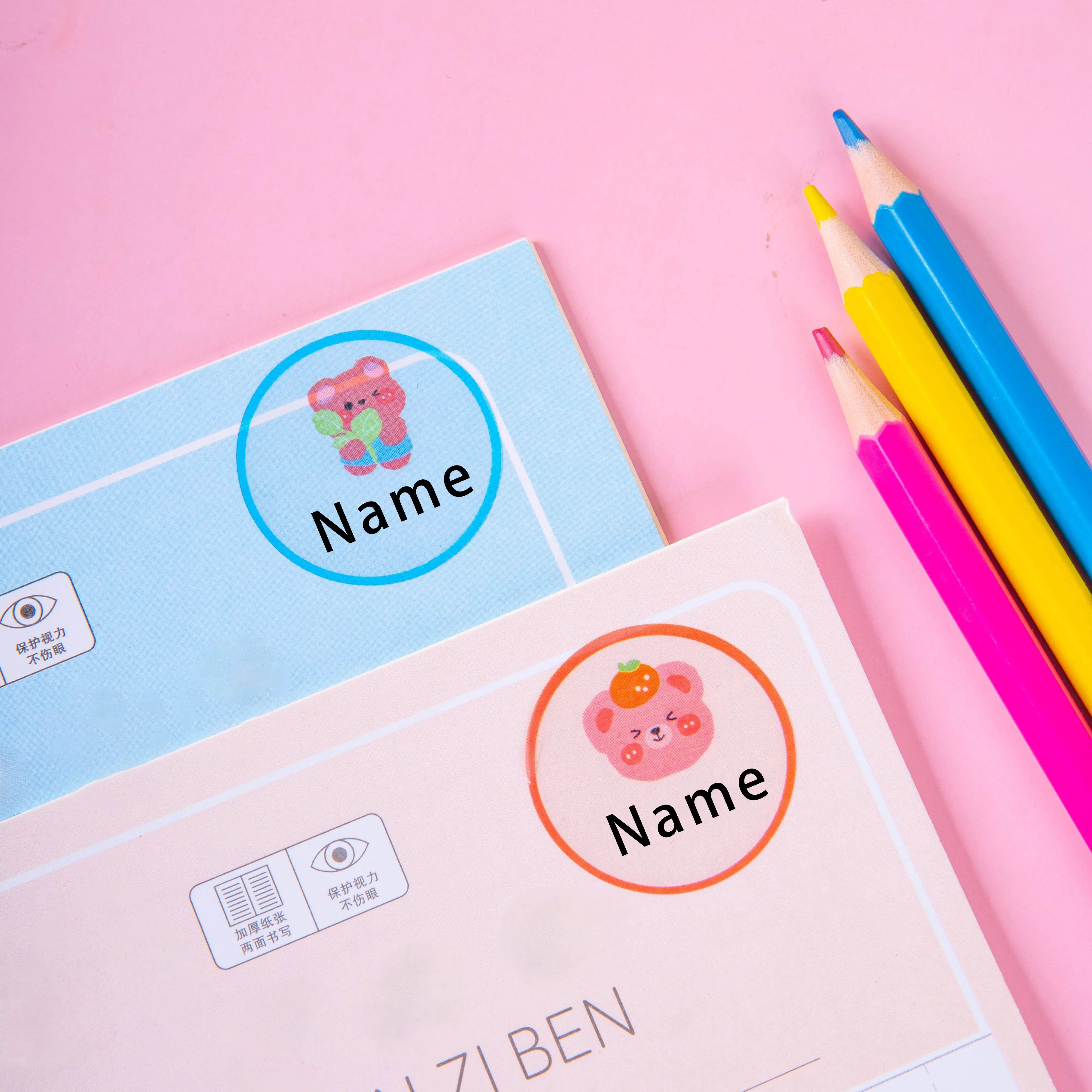 Pegatinas de nombre impermeables ecológicas personalizadas, diseños de animales, etiquetas duraderas de papelería escolar para niños y etiquetas de regalo para estudiantes