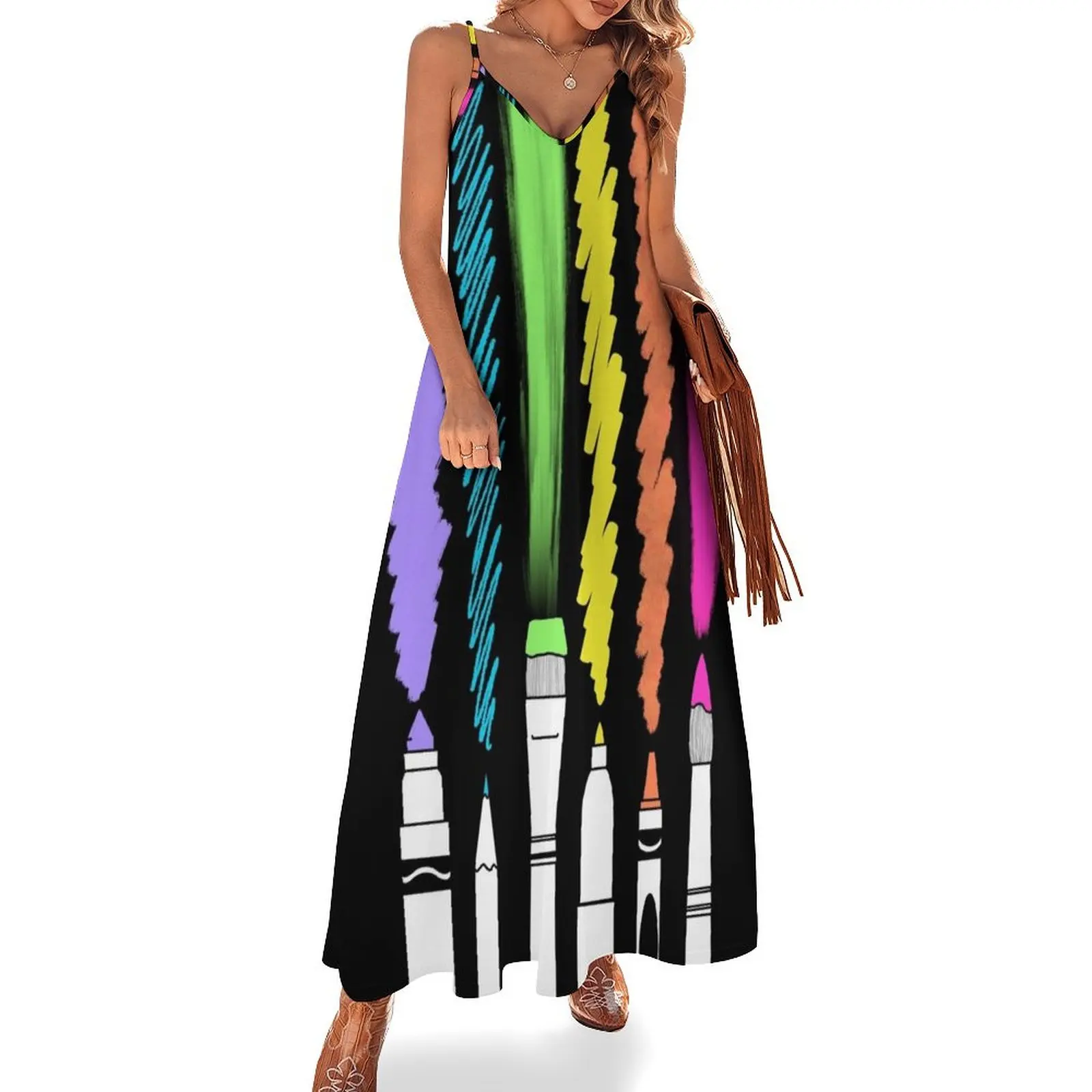 

Dark Art Day Sleeveless Long Dress dress party night dresses summer summer dress daily