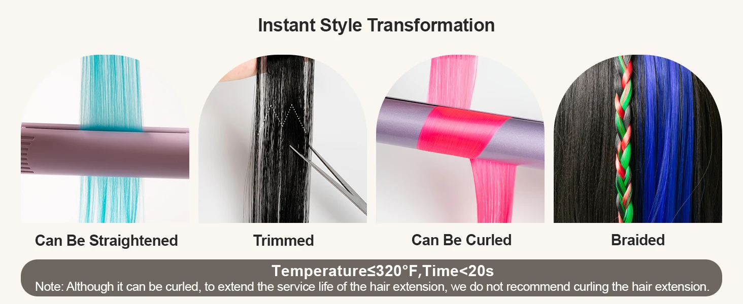 1 5 11 Pcs/lot Clip in Hair Extensions Multi-Colors Highlights Synthetic Hair 22 inch Rainbow Hairpieces for Girls Women Kids