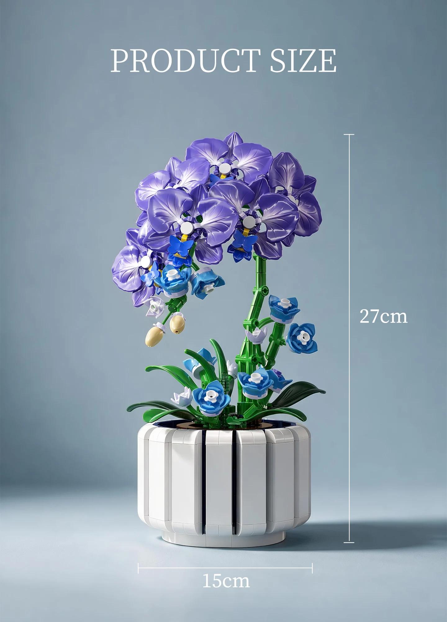 KAVOWORLD 627PCS Purple Butterfly Orchid Building Blocks Simulation Phalaenopsis Flower Pot Bricks Creative Gifts for Family