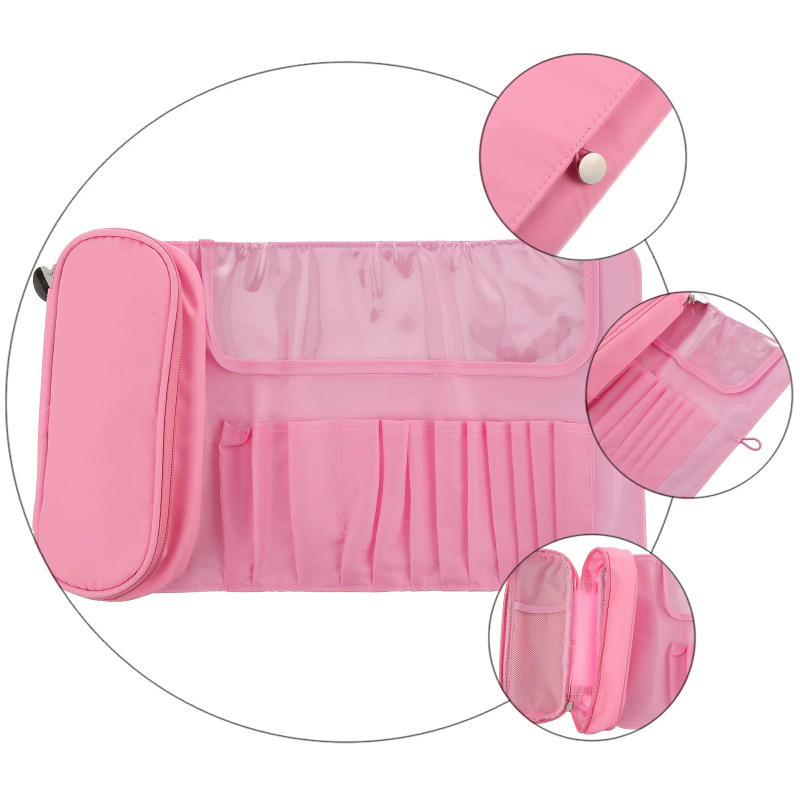 1 Przenośny futerał na pędzle do makijażu z dużą klapką i grubą tkaninową wyściółką do podróży i organizacji w domu