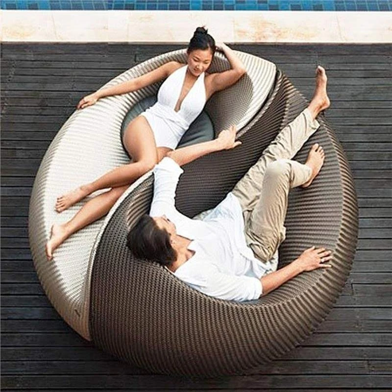 

Outdoor bed garden courtyard tai chi sofa swimming pool hotel couple leisure gossip round bed