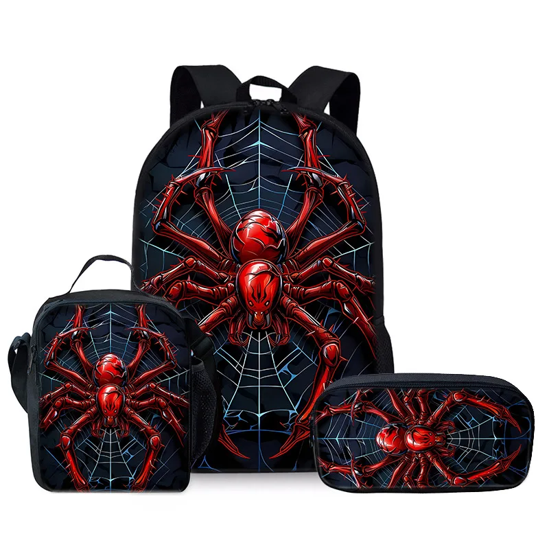 

Cartoon Popular Novelty spider 3D Print 3pcs/Set Student School Bags Laptop Daypack Backpack Crossbody Lunch bag Pencil Case