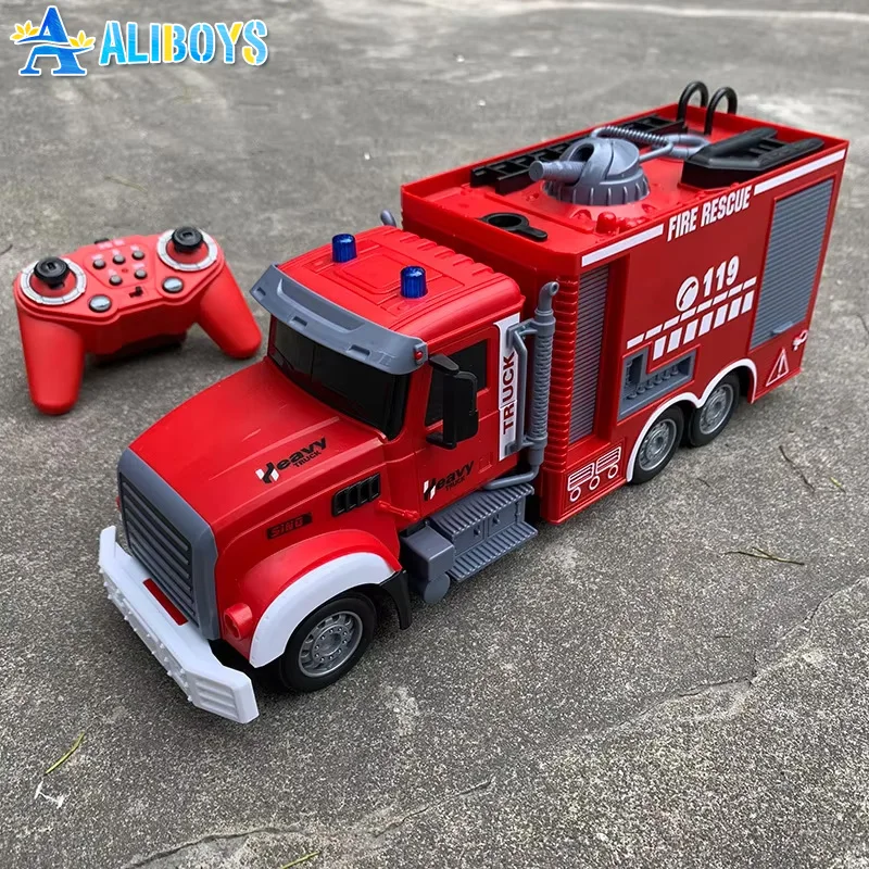 

1:12 RC Fire Truck Remote Control Rescue Firefighting Engine Ladder Fire Truck Water Spray Engineering Vehicle Model Toy KidGift
