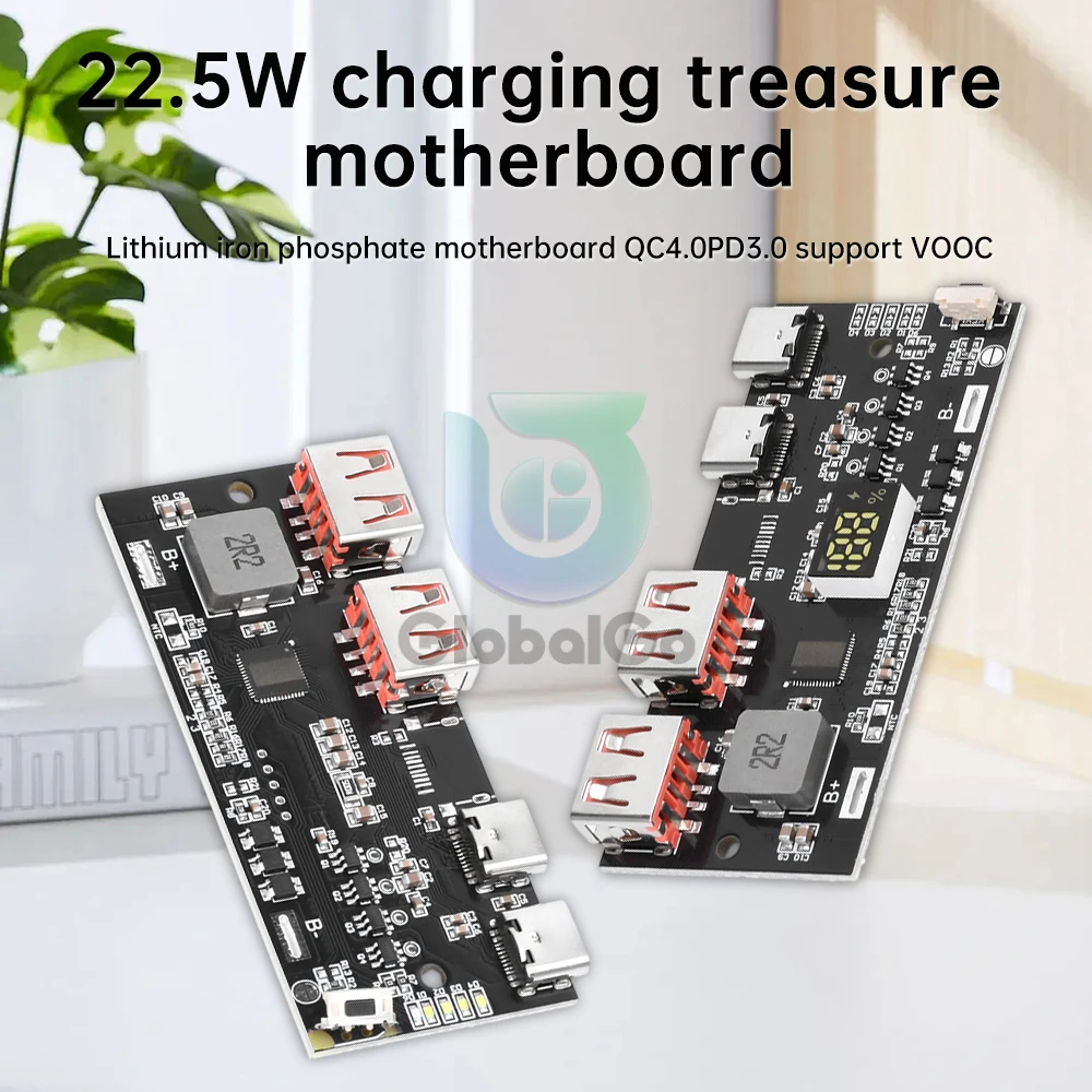 22.5W Quick Charging Mobile Power Module QC4.0 PD3.0 Type-C USB Mobile Power Bank 18650 Charging Module DIY Motherboard