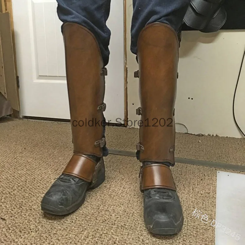 Masculino retro medieval armadura cosplay sapatos, preto, marrom, soldado cavaleiros botas longas capa, fivela, couro PU, prova de água, adulto