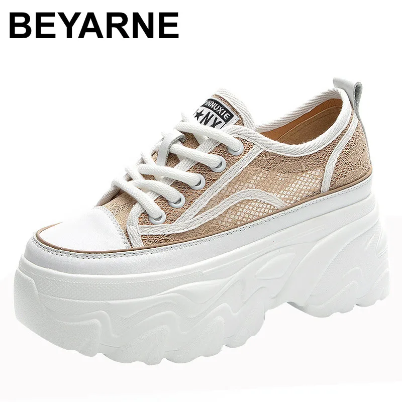 

Новинка 2023 года, женские модные кроссовки на платформе из натуральной кожи с воздушной сеткой, дышащая летняя повседневная обувь на скрытом каблуке