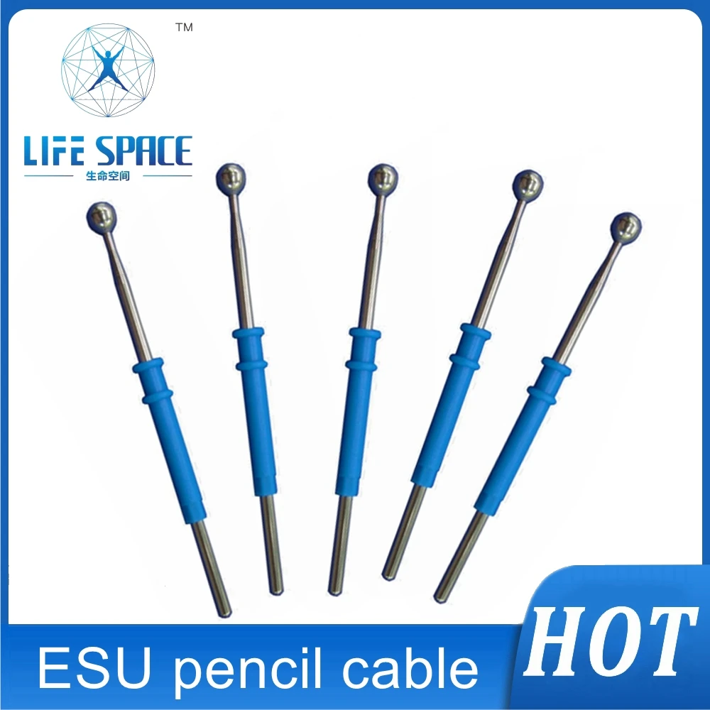 

LD-00304B 10pcs ESU Cautery Pencil Electrocoagulator Electrosurgical Electrode 70mm*2.36mm,dia=5mm Ball Electrocautery