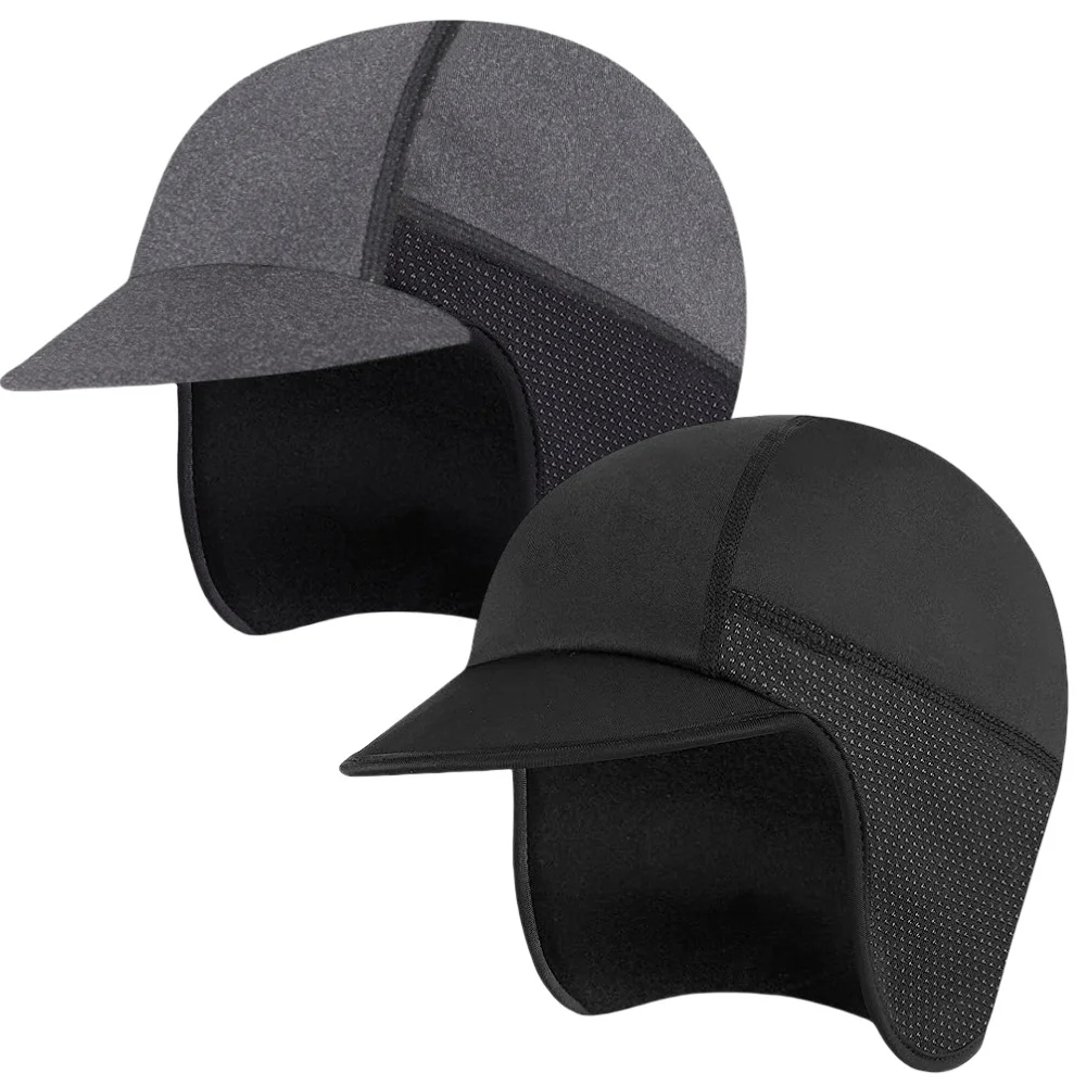 

Cycling Hat Mens Womens Windproof Helmet lining Cap for Running Jogging Ski,Small Brim Baseball Cap with Breathable Earmuffs