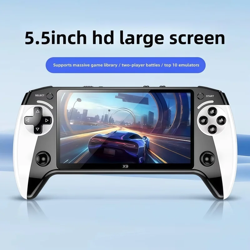 x9-retro-handheld-game-console-saker-game-console-55-inch-hd-ips-screen-10000-classic-gamestv-connectionexpandable-storage