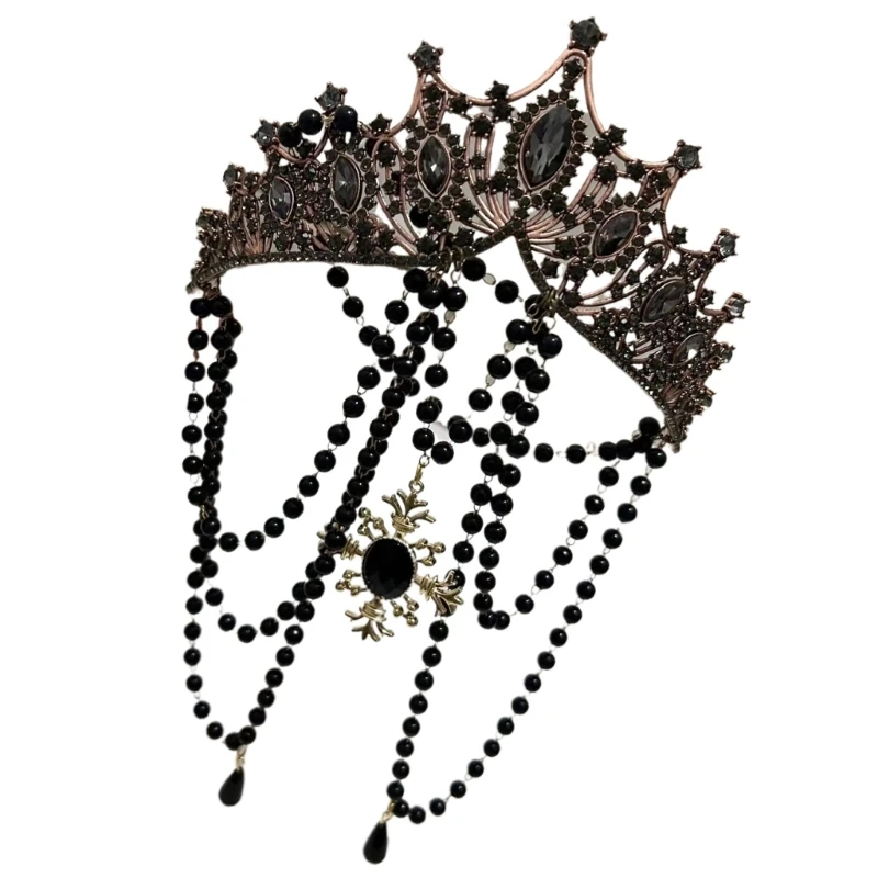 Tocado para disfraz Halloween, tocado gótico negro místico, diademas elegantes, accesorios para cabello para mujeres y