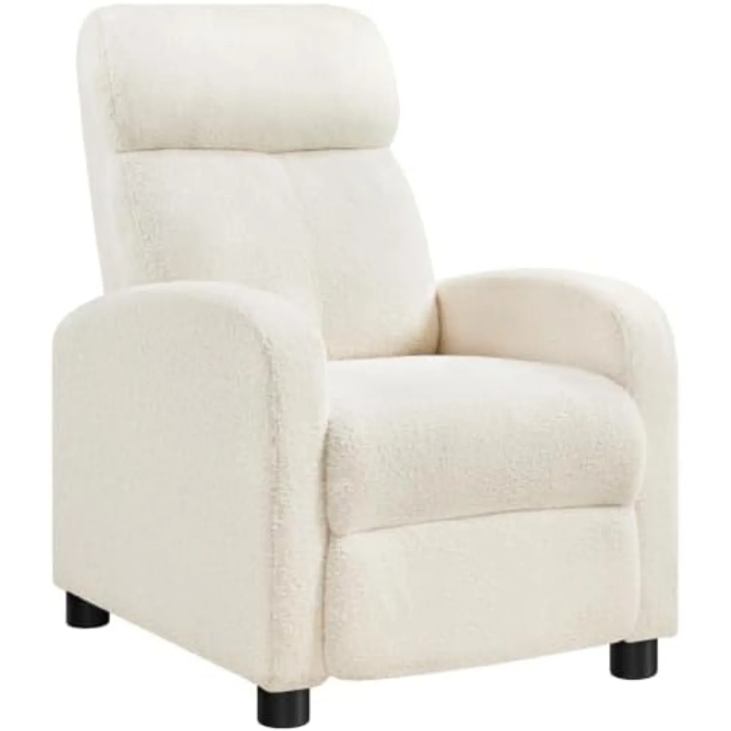 Recliner Chair with 3 Adjustable Angles Living Room Chairs Ivory | Compact Boucle Reclining Sofa Chair with Lumbar