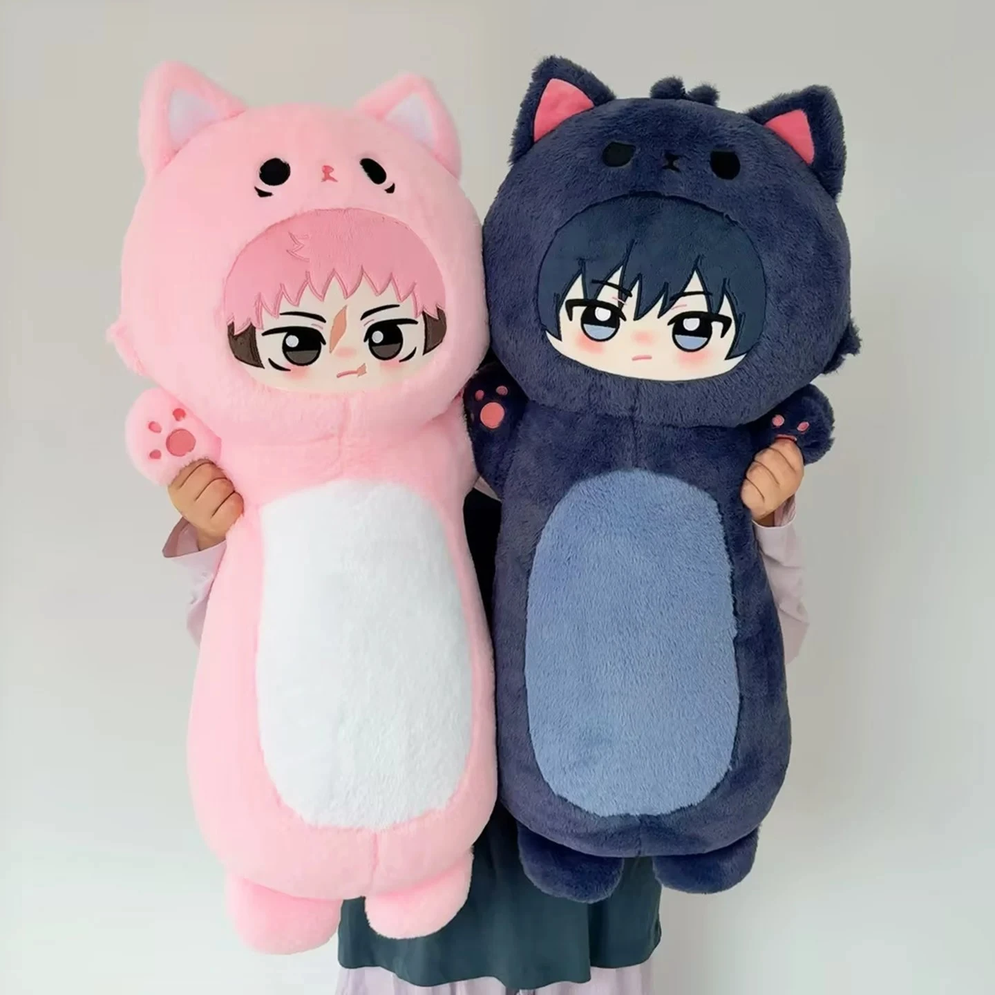 Soft Fluffy Jujutsu Kaisen Cat Ear Long Plush Pillow Cute Anime Stuffed Cushion For Bed Sofa Nap Relax Companion Gift