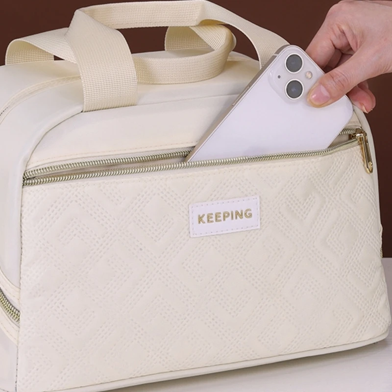 340D Large Capacity Insulated Lunch Bag Thermal Handbag For Work School Picnics Easy To Clean Lightweight Storage Bag