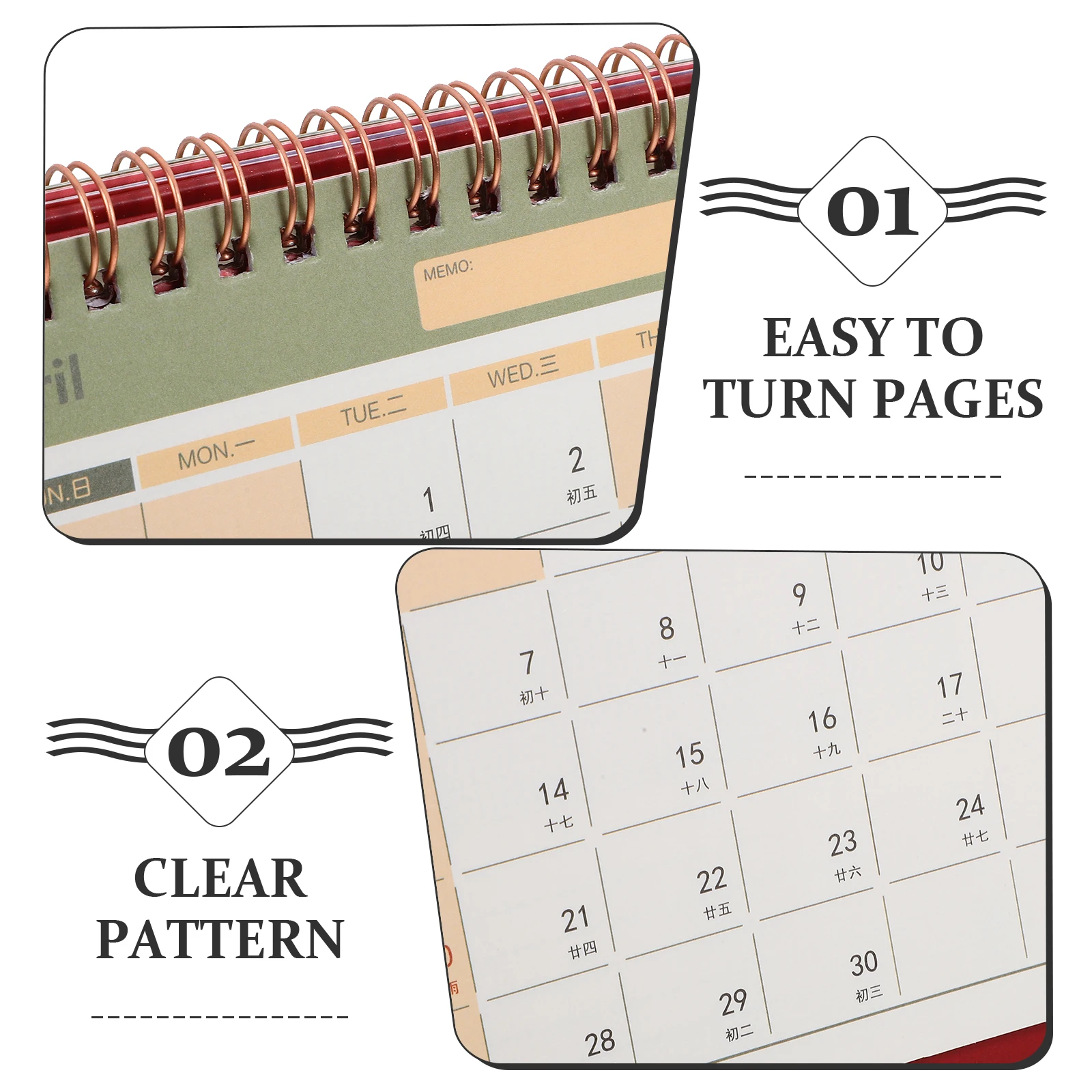 

Household Desk Calendar Gold Stamping Family for 2025 Paper Standing Decoration