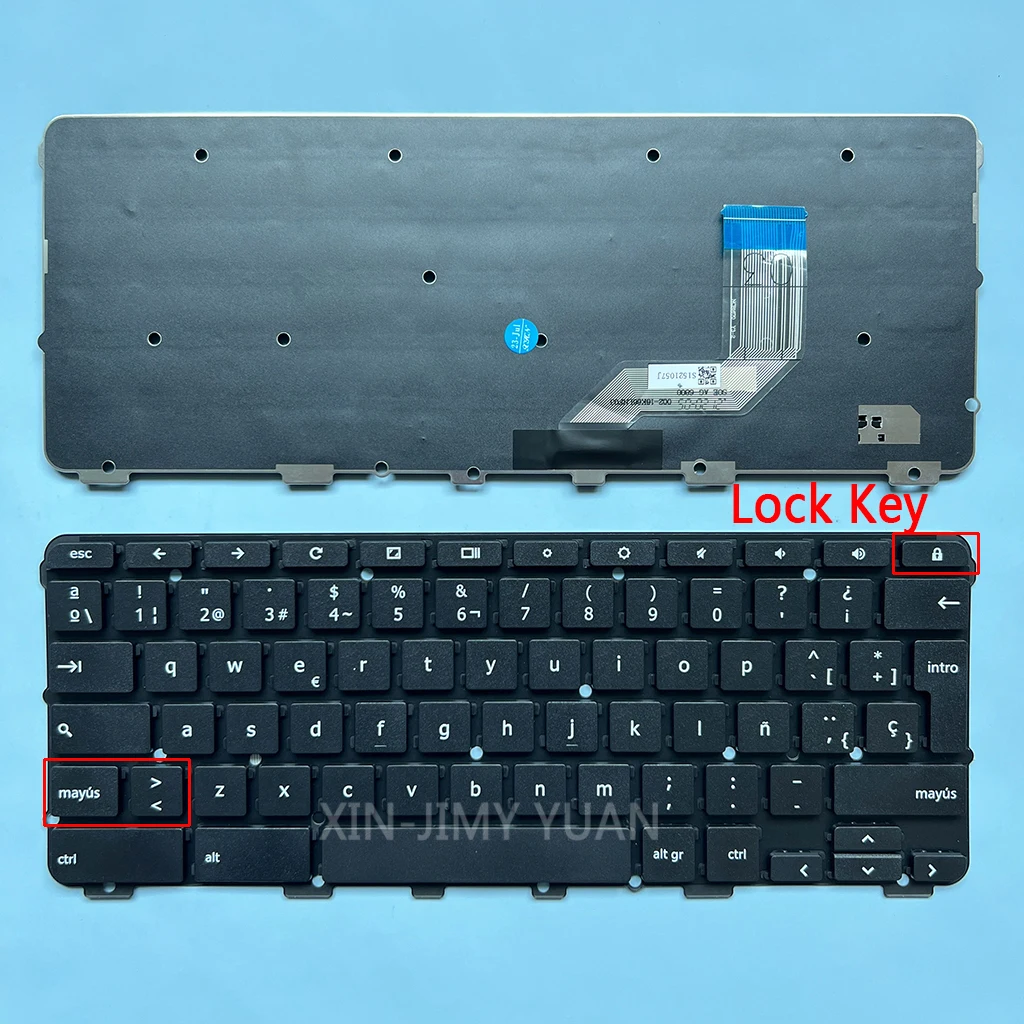 Teclado espanhol para Lenovo Chromebook, N24, 2ª geração, 81MA, 82CD, 81QB, 82Q3, 300E, 500e, N3350, SN21D10343, LCM16K6, N24