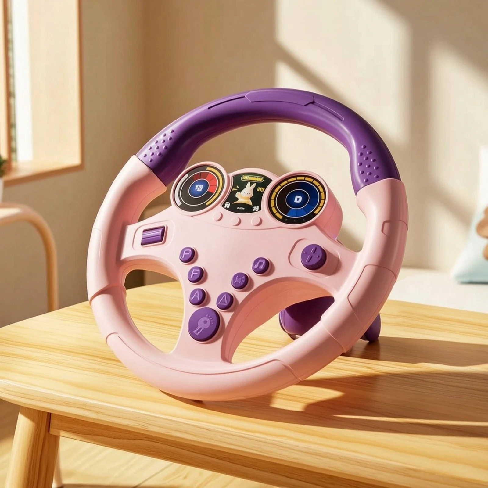 Steering Wheel Toy with Straps Simulated Steering Wheel Toy with Base Portable Safe for Toddlers, Car Travel, Stroller view 6