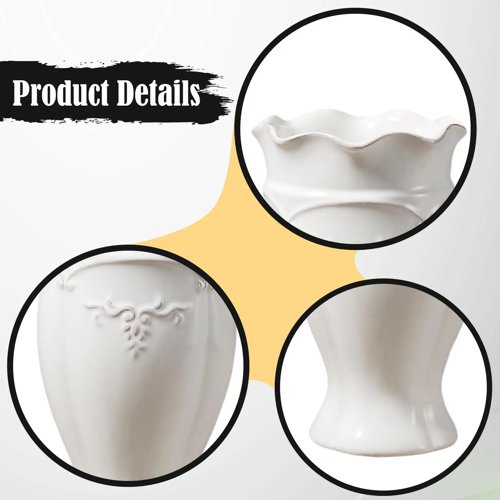 Minimalistische Keramik-Blumenvase Weiße Porzellanvasen Dekorative Tischdekoration für Wohnzimmer Esstisch Zuhause