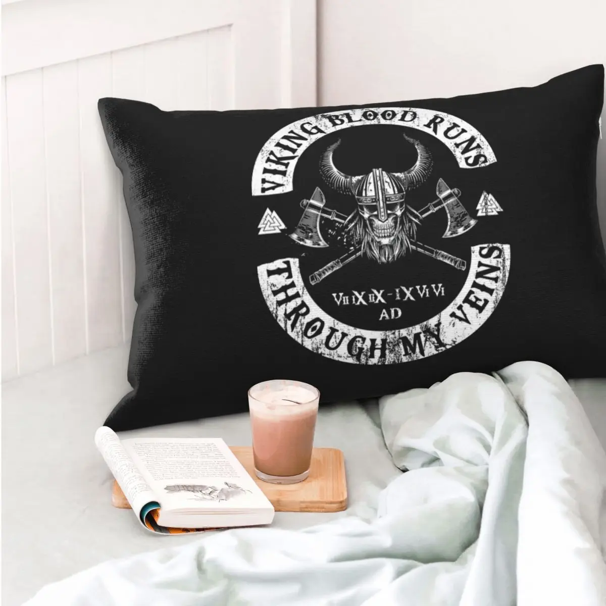 Viking Blood Runs Through My Veins Rectangle Pillowcase Cushion Cover Decorative Bedroom Bed Home Comfort Throw Pillow