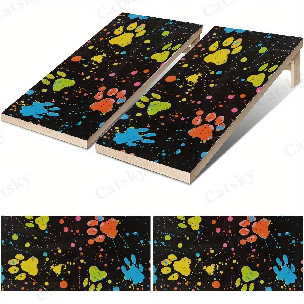 Colorful Paw Prints,Splatter Paint Pattern,Pet - Themed Design,High Value! 2D Flat Vinyl Sandboard Stickers - Bubble-Free, Easy