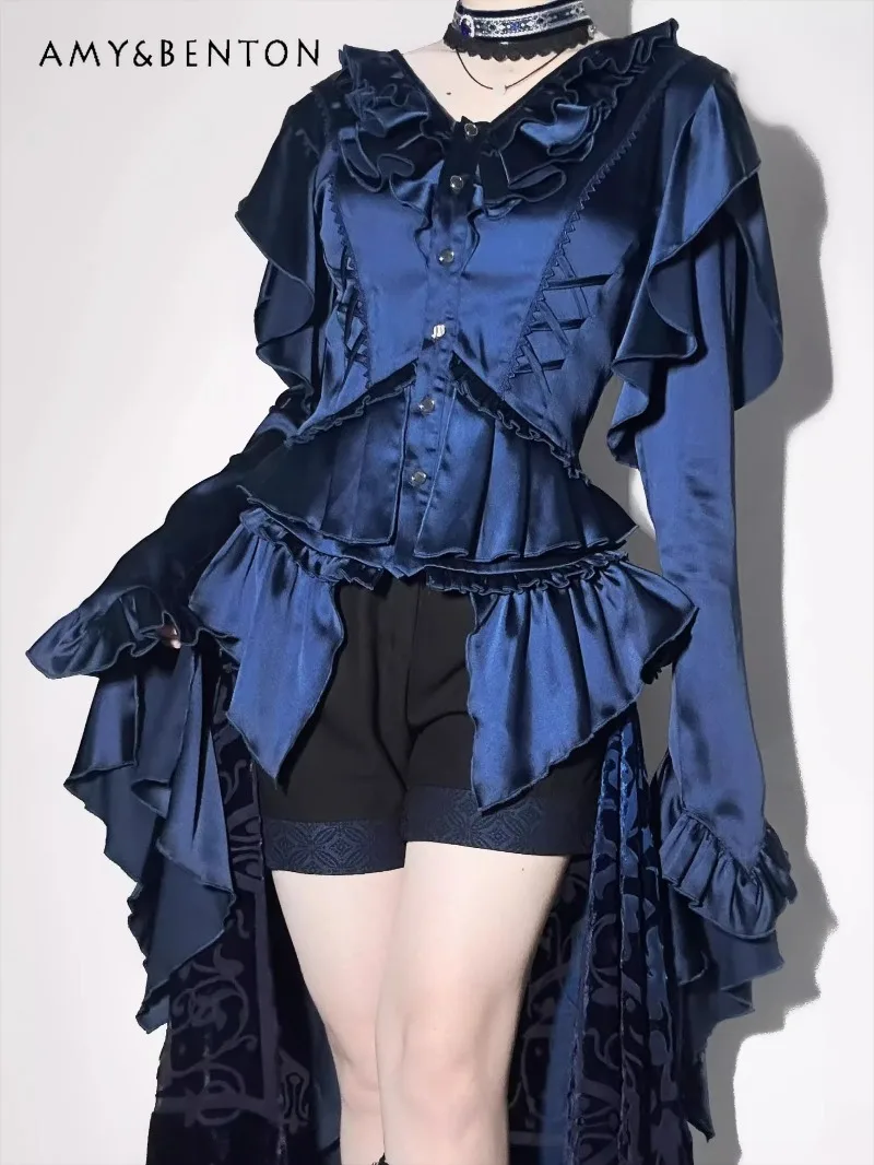 

Субкультура Ретро Средневековый Готический Принц Стиль Рубашка Лолита Внутренняя Одежда Сплошной Цвет Универсальная Тонкая Рубашка Нестандартной формы для Женщин