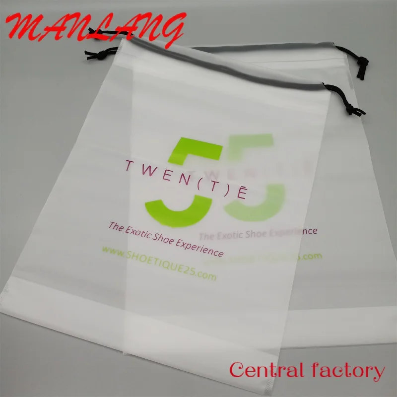 Custom Grote Eco Vriendelijke Drawstring Tas Plastic Frosted Bags Verpakking Polybag Voor Kleding