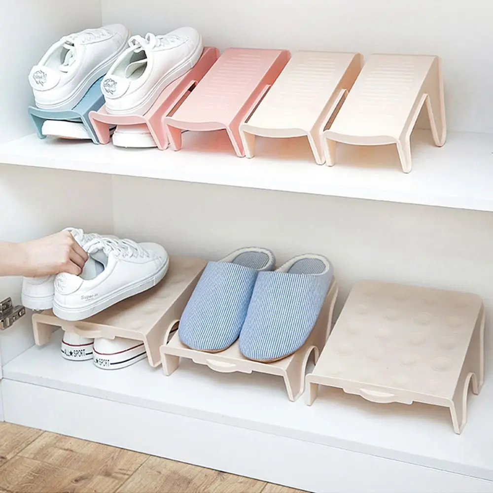 1 PCS Simple Shoe Support Durable Double Layer Storage Shelf Practical Plastic Storage Rack For Home Use