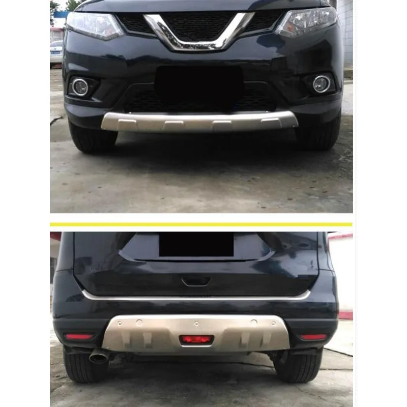 metal front + rear bumper bottom guard protector with key hole For nissan Rogue X-Trail T32 2014to2018 car-styling accessories