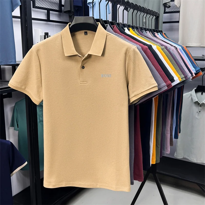 100% Baumwolle Hochwertige Herren Kurzarm-Poloshirts mit Kragen und Knöpfen Buchstabendruck Mehrere Farboptionen Meistverkaufte Herrenbekleidung – Detail 35