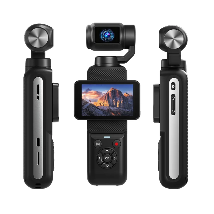 Handheld Dual-axis Portable Flip Touch Screen Tracking WiFi Stabilizer Pocket Gimbal Camera for Travel Vlog Creators