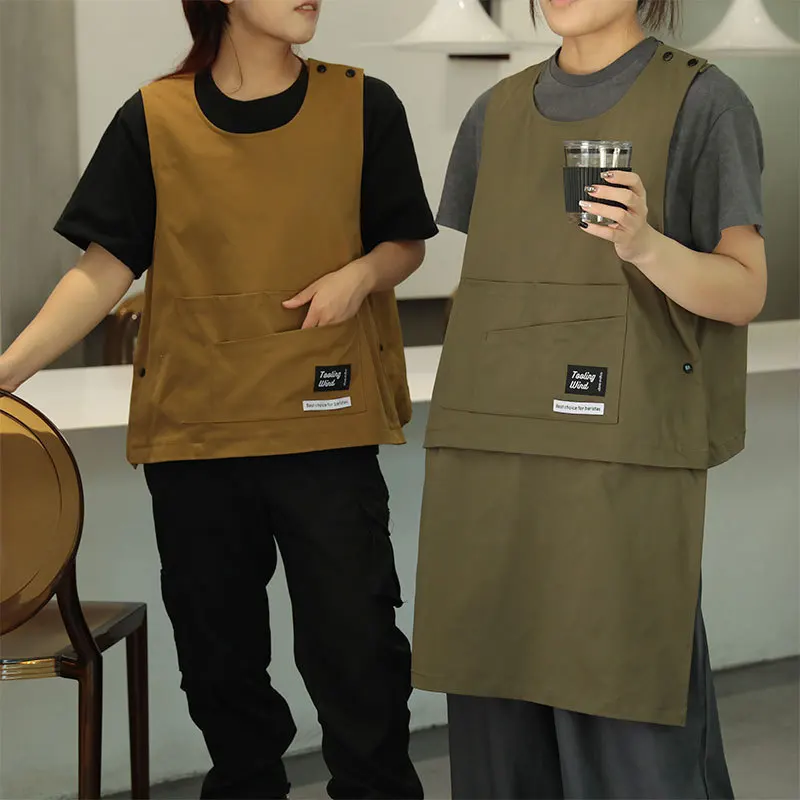 

Workwear apron anti fouling and oil resistant detachable kitchen catering coffee hair salon work clothes for men and women A1